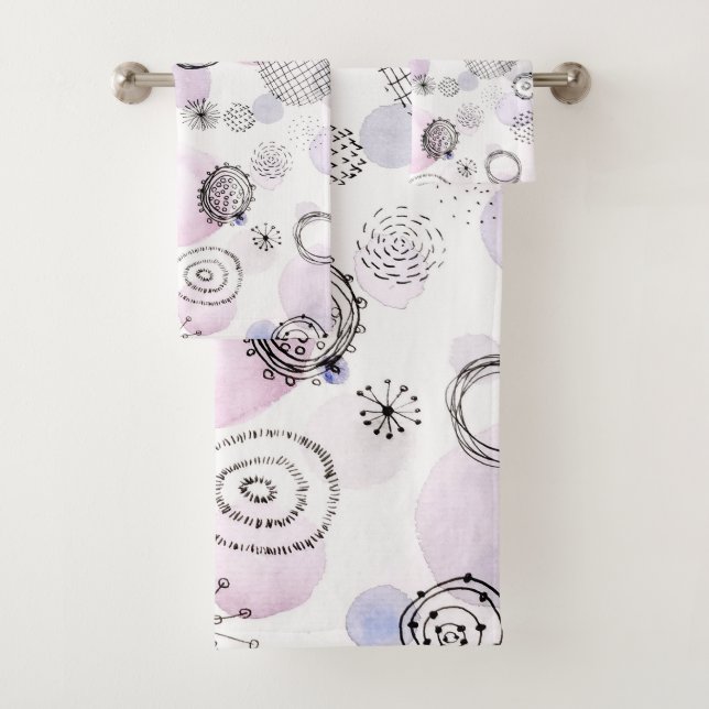 Warme Tones Wasserfarbmuster Badhandtuch Set (Insitu)