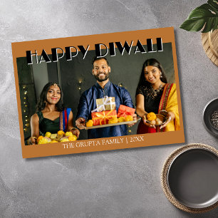 Warme traditionelle Kupfer-Foto-Grüße zum Diwali Feiertagskarte
