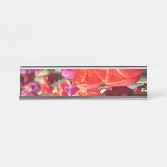 Warme Tulips Schreibtischnamensplakette (Vorderseite )