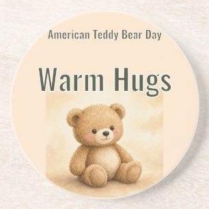 Warme Umarmungen Amerikanischer Teddybär-Tag Getränkeuntersetzer