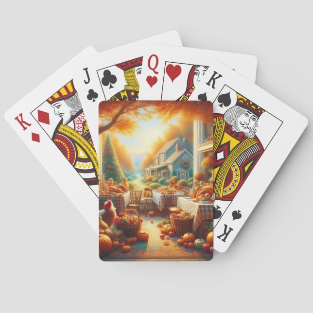 Warme und gemütliche Erntedank-Ansammlung Spielkarten (Rückseite)