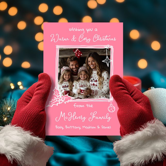 Warme und gemütliche handgezogene Doodle Foto Weih Einladung (Von Creator hochgeladen)