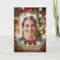Warme und helle Familienfoto-Weihnachtskarte mit L