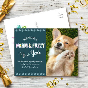 Warme und kuschelige Tier-Neujahrs-Foto-Typografie Feiertagspostkarte