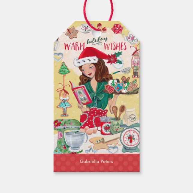 Warme Urlaubswünsche | Backen von Cookies | Gift T Geschenkanhänger (Vorderseite)