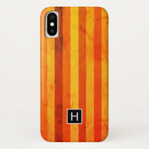 Warme verwitterte orange rote Streifen Monogramm Case-Mate iPhone Hülle