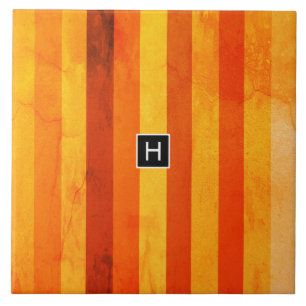 Warme verwitterte orange rote Streifen Monogramm Fliese