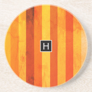 Warme verwitterte orange rote Streifen Monogramm Sandstein Untersetzer