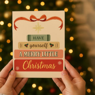 Warme vintage-inspirierte Weihnachtskarte mit rote Folieneinladung