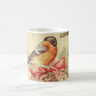Warme Vintage-Vogel-Tannen-Feiertagsillustration Kaffeetasse