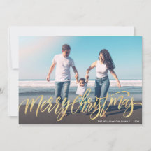 Warme Weihnachten Grüße Gold Script Foto-Karte