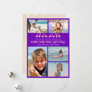 Warme Weihnachtsgrüße Flamingos Foto Collage Feiertagskarte