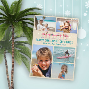 Warme Weihnachtsgrüße Flamingos Foto Collage Feiertagskarte