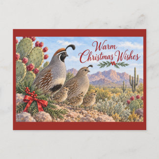 Warme Weihnachtsgrüße - Gambelwachtelfamilie Postkarte