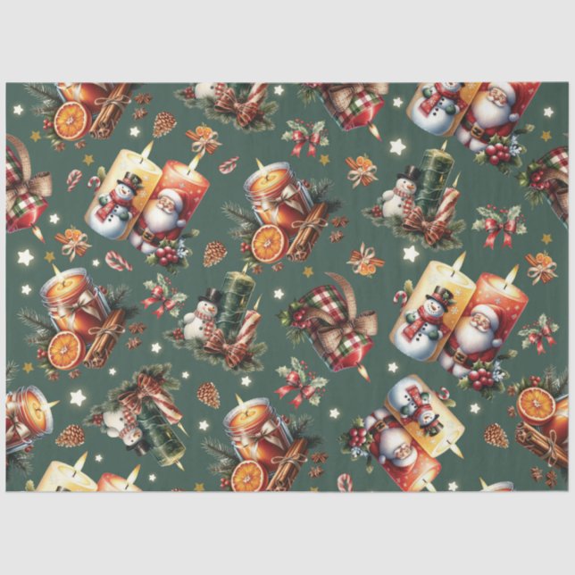 Warme Weihnachtskerzen Seidenpapier (Vorderseite)