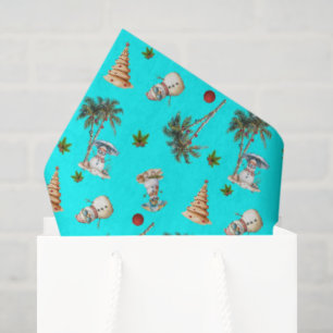 Warme Weihnachtspalmen Bäume Snowmen Aqua Seidenpapier