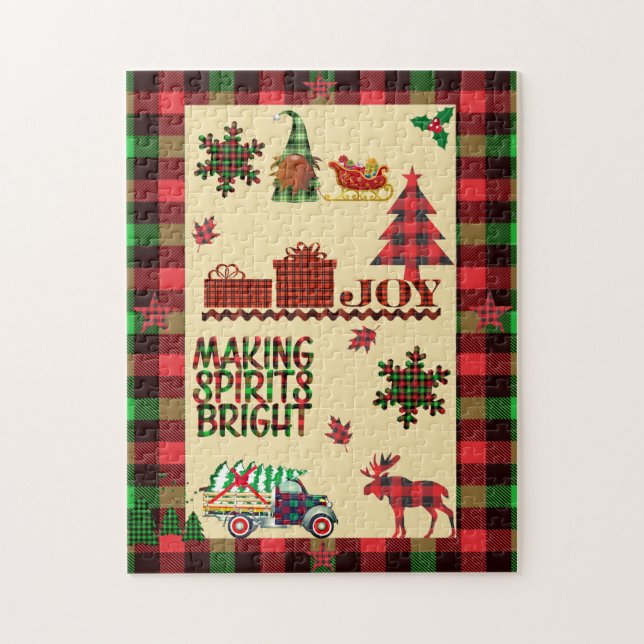 Warme Weihnachtswelt Classic Buffalo Kariert Puzzle (Vertikal)