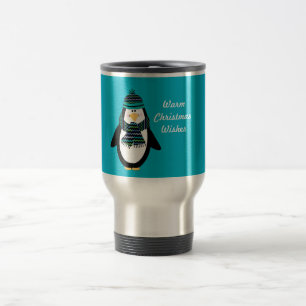 Warme Weihnachtswünschepenguin-Reise-Tasse Reisebecher
