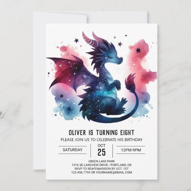 Warme Winged Dragon Geburtstagskinder Einladung (Vorderseite)