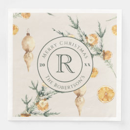 Warme Winter Elegante: Wasserfarbe Mit Monogramm Serviette