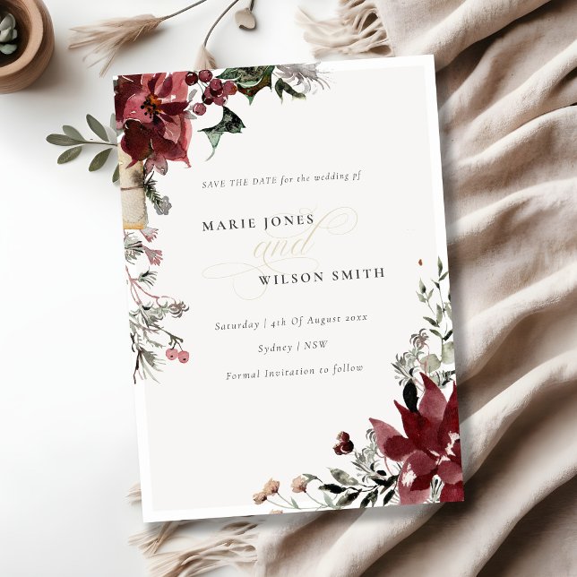 Warme Winter Festive Foliage Save the Date Card Dankeskarte (Von Creator hochgeladen)