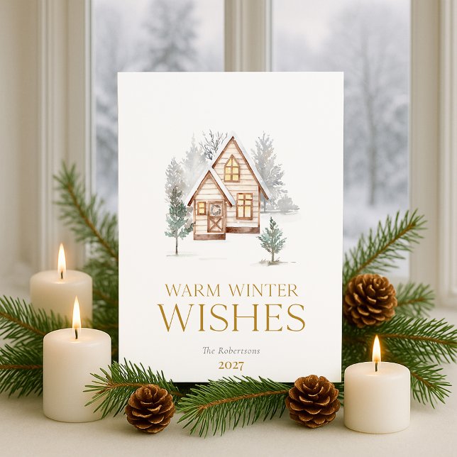 Warme Winterwünsche Cottage-Weihnachtskarte  Feiertagskarte (Von Creator hochgeladen)