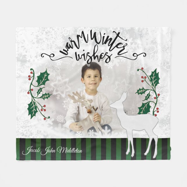 Warme Winterwünsche Fleecedecke (Vorderseite (Horizontal))