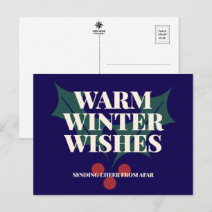 Warme Winterwünsche Holly-Typografie Feiertagspostkarte