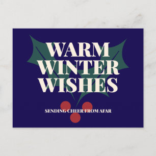 Warme Winterwünsche Holly-Typografie Feiertagspostkarte