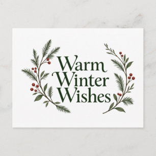 Warme Winterwünsche Weihnachtsbeerenzweige Feiertagspostkarte