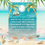 Warme Wonderland Tropical Beach Weihnachten<br><div class="desc">Die Weihnachtskarte zum Thema Tropical bietet einen sonnigen Strand mit Muscheln und glitzerndem Sand, Palmen und ein Schiff, das im Meer segelt. Die Texte sind zum Ton "Winter Wonderland", aber mit einer tropischen Drehung, die sagt: "Seashells Ring, hören Sie zu? — Am Strand glitzert Sand — Ein schöner Anblick, wir...</div>