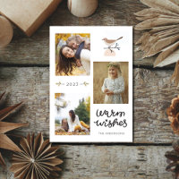 Warme Wünsche Botanischer Vogel Drei Fotos Weihnac