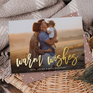 Warme Wünsche Brush Letters Foto Folien Feiertagskarte