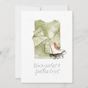 Warme Wünsche & festliche Umarmungen Wasserfarbe Feiertagskarte