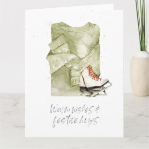 Warme Wünsche & festliche Umarmungen Wasserfarbkar Karte
