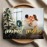 Warme Wünsche Foto Weihnachtsfeiertag Postcar Folien Feiertagspostkarte<br><div class="desc">Herzliche Wünsche.</div>