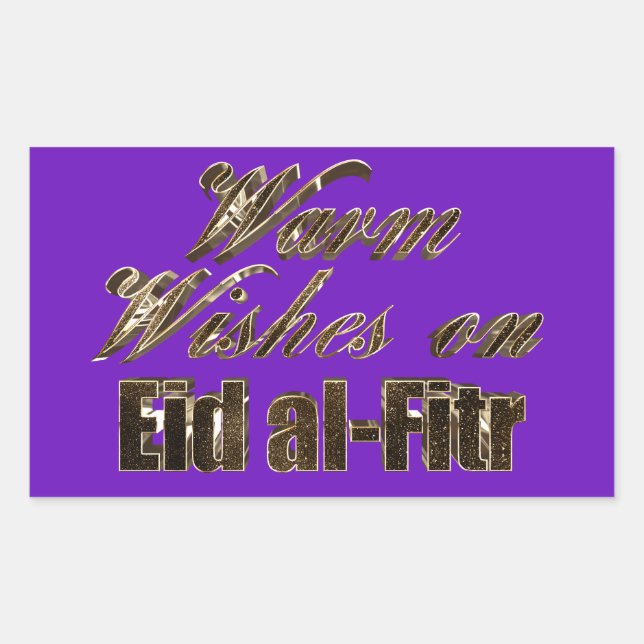 Warme Wünsche für Lila Goldtypografie von Eid al-F Rechteckiger Aufkleber (Vorderseite)
