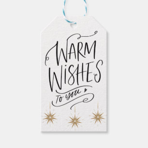 Warme Wünsche für Weihnachts-Script Typografie Geschenkanhänger