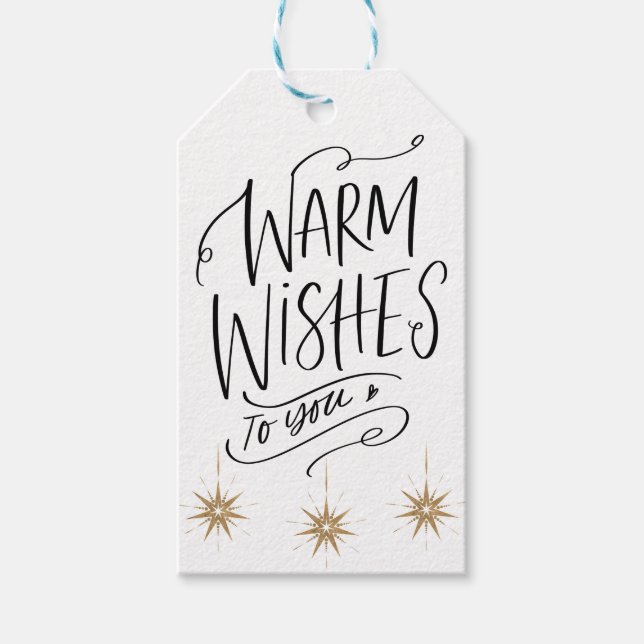 Warme Wünsche für Weihnachts-Script Typografie Geschenkanhänger (Vorderseite)