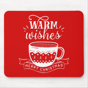 Warme Wünsche Heißer Tasse Kaffee Kakao Rot Weiß Mousepad