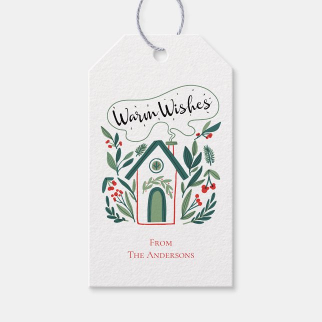 Warme Wünsche Holiday Zuhause Geschenkanhänger (Vorderseite)