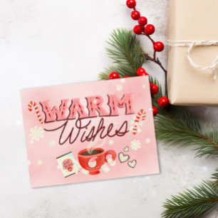 Warme Wünsche Hot Cocoa Candy Cane Holiday Feiertagspostkarte