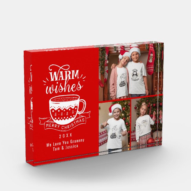 Warme Wünsche Hot Cup Kakao rot Weißes Foto Collag (Links)