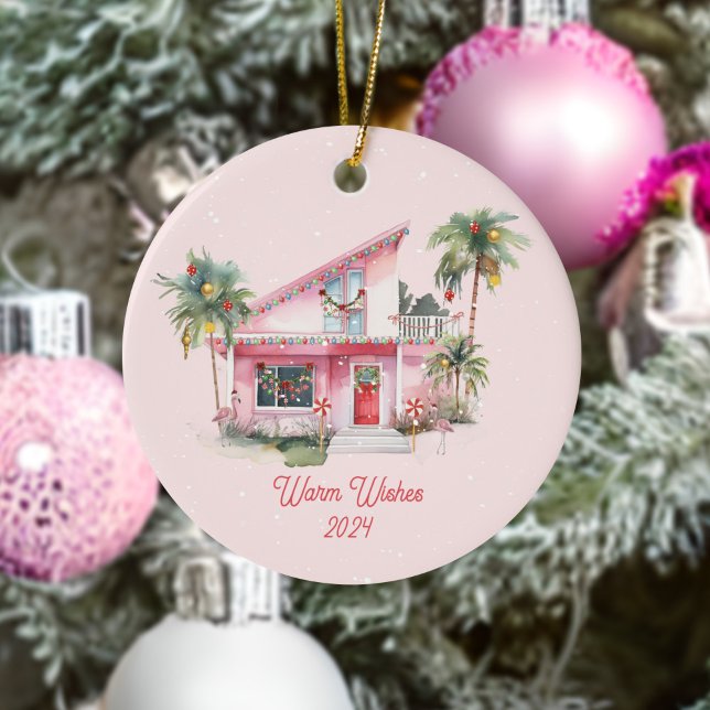 Warme Wünsche Mittelalter Modernes Haus Pink Weihn Keramik Ornament (Von Creator hochgeladen)
