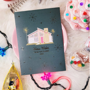 Warme Wünsche Mittelalter Pink House Weihnachten Folieneinladung