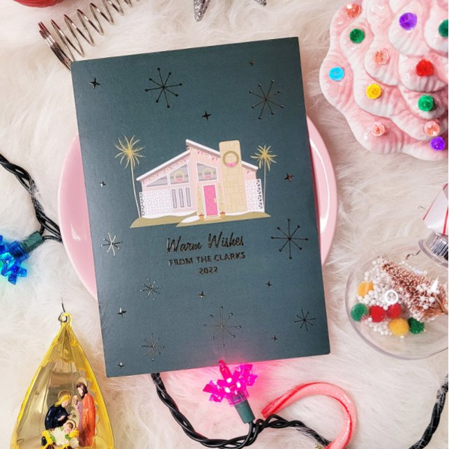 Warme Wünsche Mittelalter Pink House Weihnachten Folieneinladung (Von Creator hochgeladen)