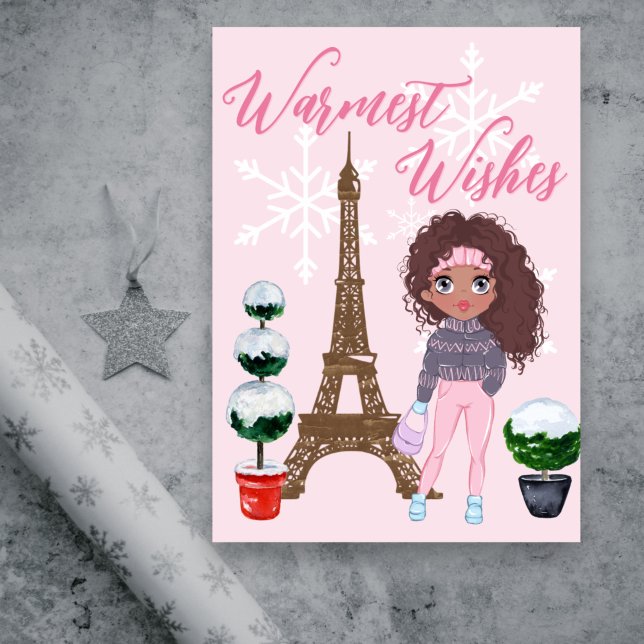 Warme Wünsche Paris Eiffel Tower Pink Weihnachten (Von Creator hochgeladen)