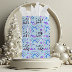 Warme Wünsche Pink & Blue Weihnachtsraenbows Mittlere Geschenktüte