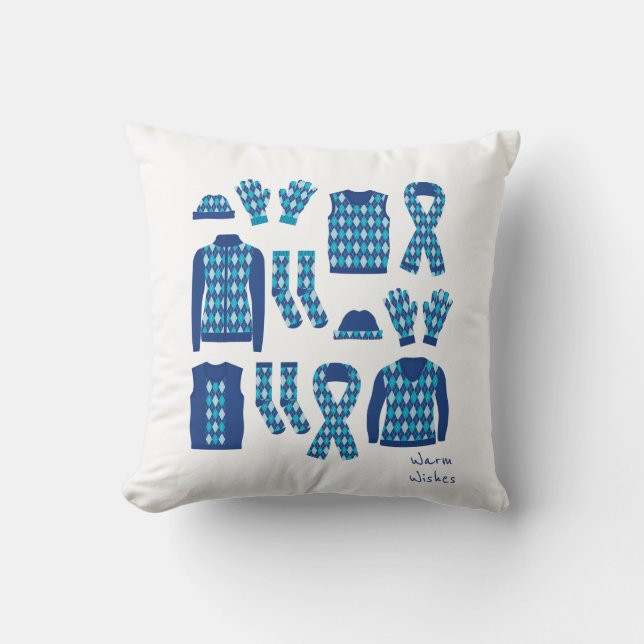 Warme Wünsche Raute Muster Elemente Pillow - Blau Kissen (Vorderseite)