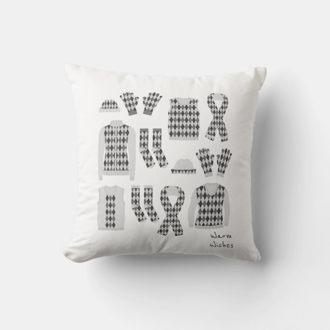 Warme Wünsche Raute Muster Elemente Pillow - Grau Kissen (Vorderseite)